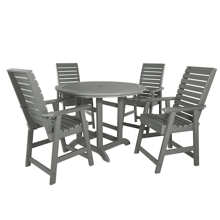 Highwood Usa Weatherly 5pc Round Counter Height Outdoor Patio Furniture Dining Set AD-CNW48-CGE
